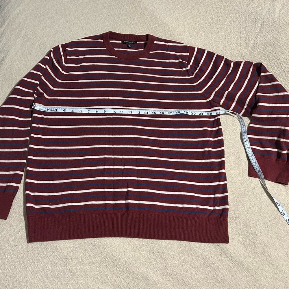 Banana Republic Men's Burgundy Striped Crewneck Sweater